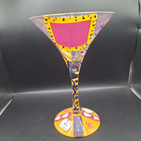 Hand-Painted Lolita Birthday Girl Hand-Painted Martini Glass Colorful Design - Picture 1 of 8